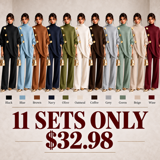 🤲 Elegant Knit Asymmetrical Button Set